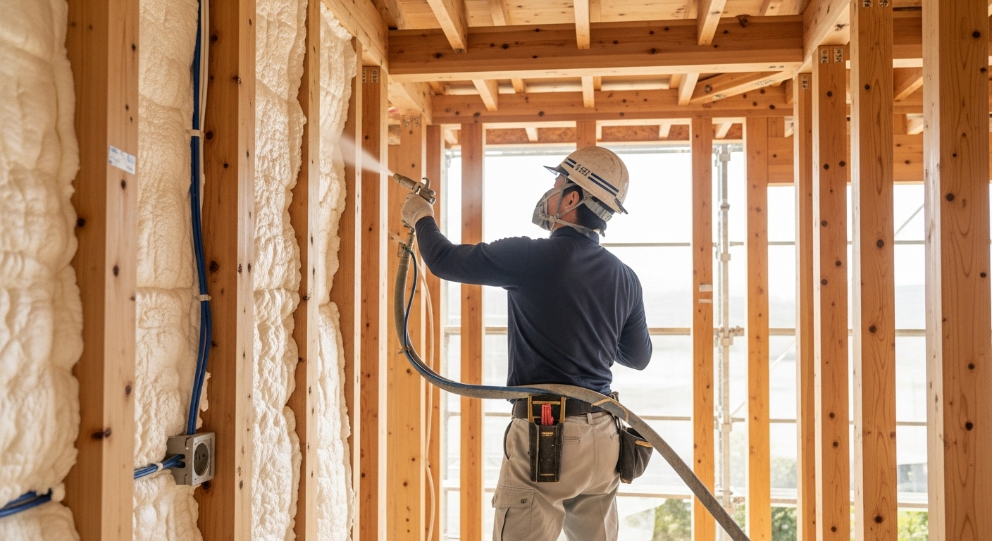 断熱材の吹き付け