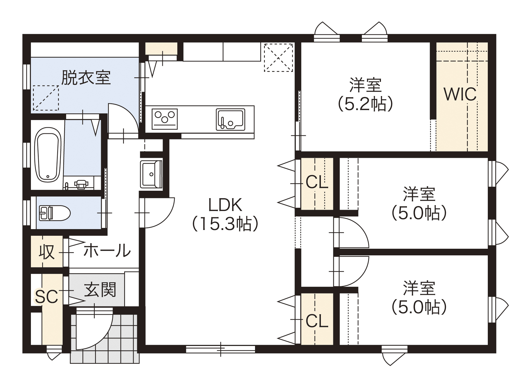平屋プラン：3LDK